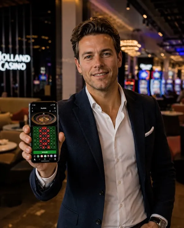Online Casino Experte aus den Niederlanden zeigt seine Empfehlungen auf dem Smartphone
