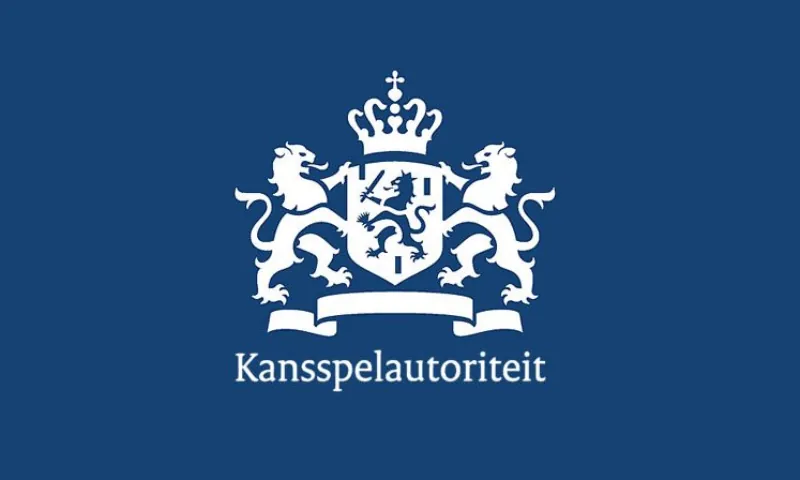 Logo van de Kansspelautoriteit op blauwe achtergrond